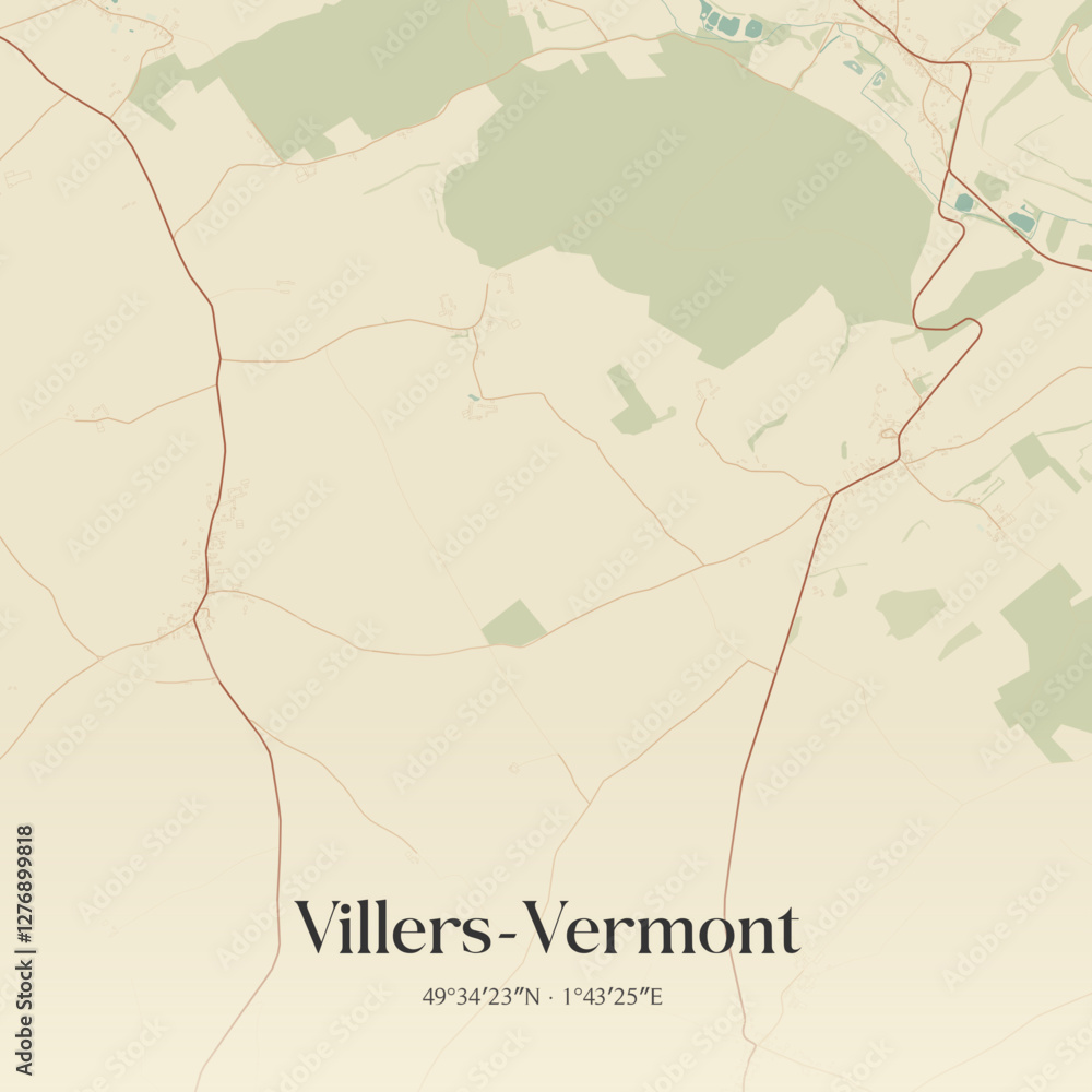 Obraz premium Vintage map of Villers-Vermont, France.