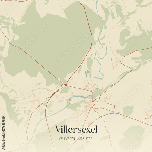 Vintage map of Villersexel, France.