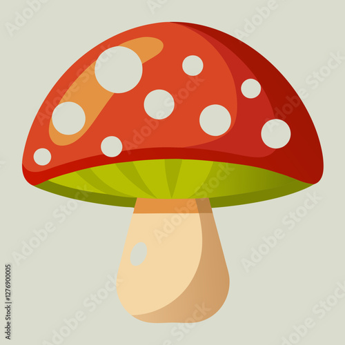 mushroom, cartoon, nature, fungus, illustration, vector, autumn, forest, toadstool, grass, food, plant, fungi, agaric, amanita, red, poisonous, poison, icon, summer, art, leaf, fly, cap, toxic