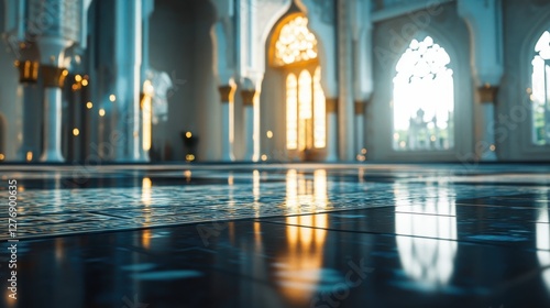 Ethereal Architecture of Serene Religious Interior with Reflection