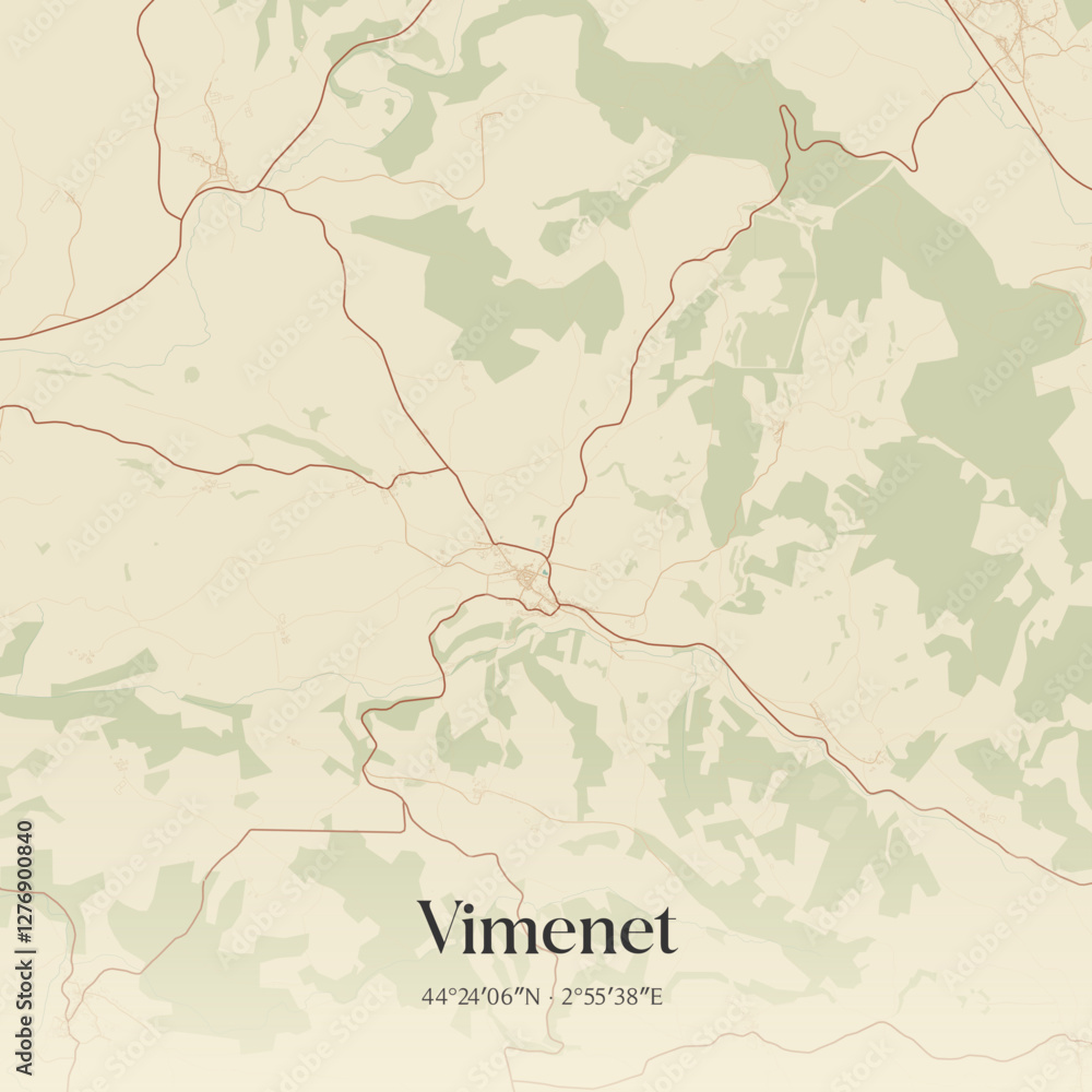 Obraz premium Vintage map of Vimenet, France.
