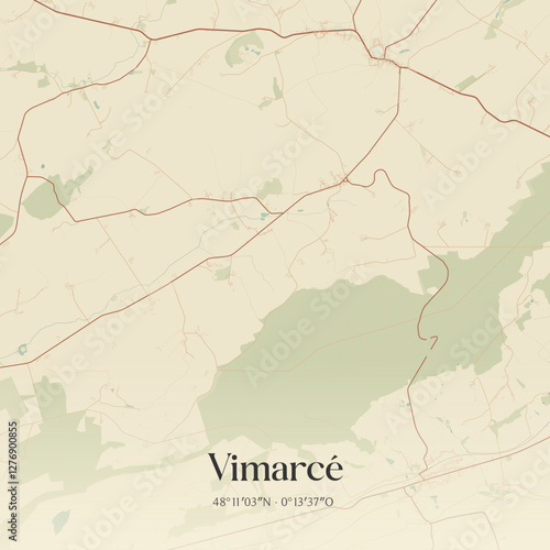 Vintage map of Vimarcé, France.