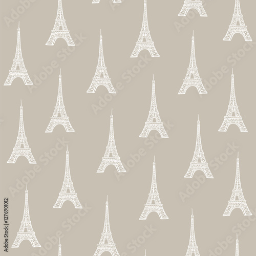 France Paris Tour Eiffel simple seamless pattern