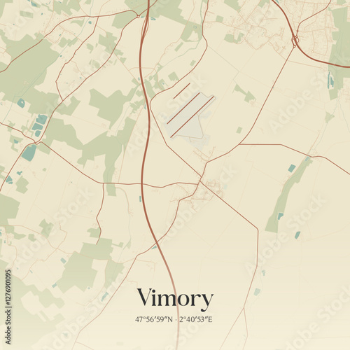 Vintage map of Vimory, France.