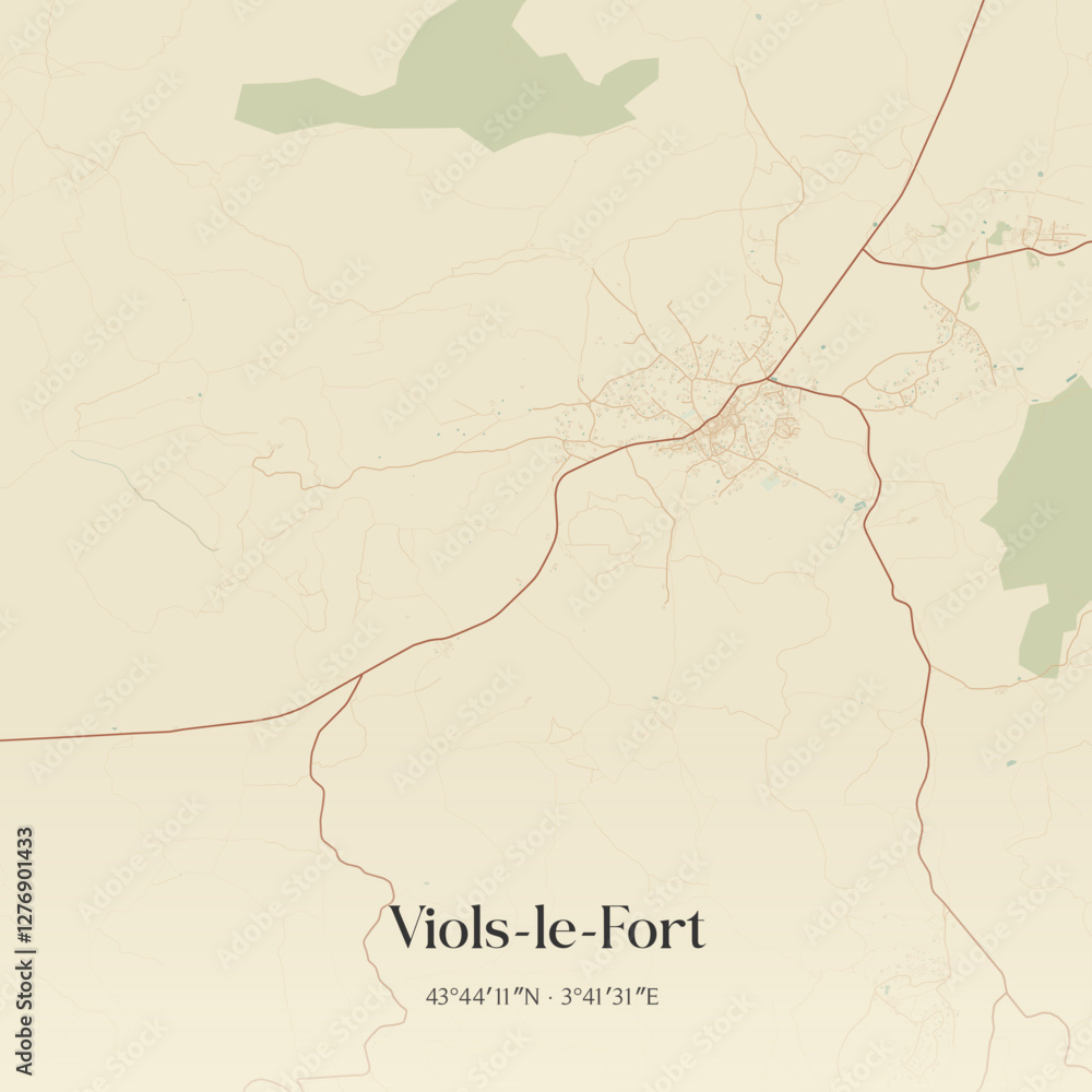 Obraz premium Vintage map of Viols-le-Fort, France.