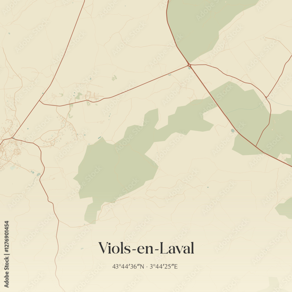 Obraz premium Vintage map of Viols-en-Laval, France.