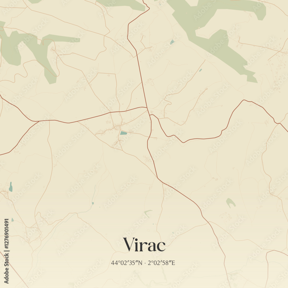 Fototapeta premium Vintage map of Virac, France.