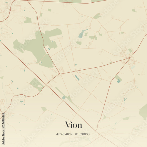 Vintage map of Vion, France.