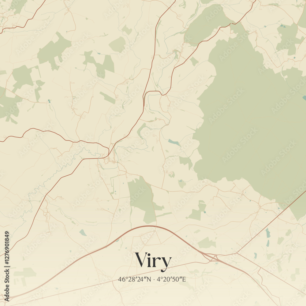 Obraz premium Vintage map of Viry, France.