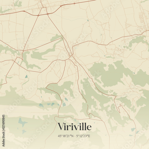 Vintage map of Viriville, France.