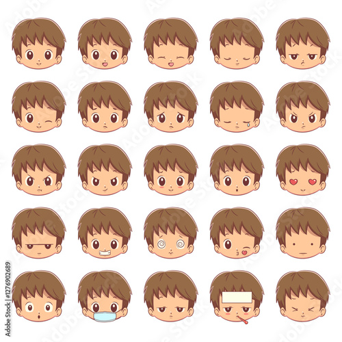 Child facial expressions, set collection