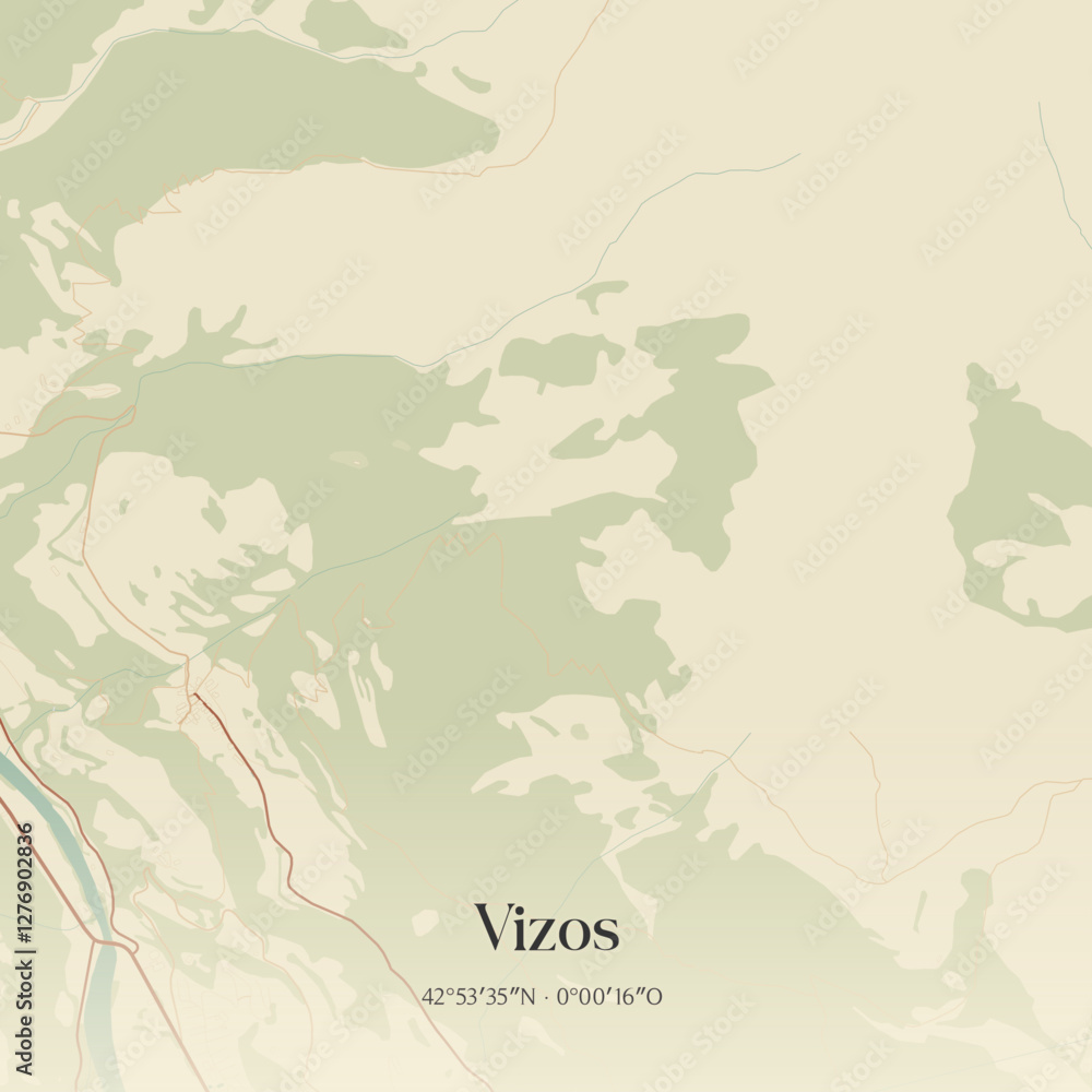 Obraz premium Vintage map of Vizos, France.