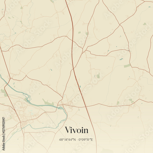 Vintage map of Vivoin, France.