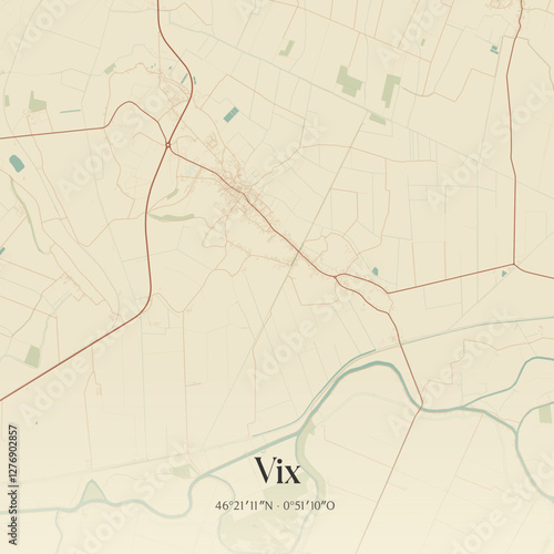 Vintage map of Vix, France.
