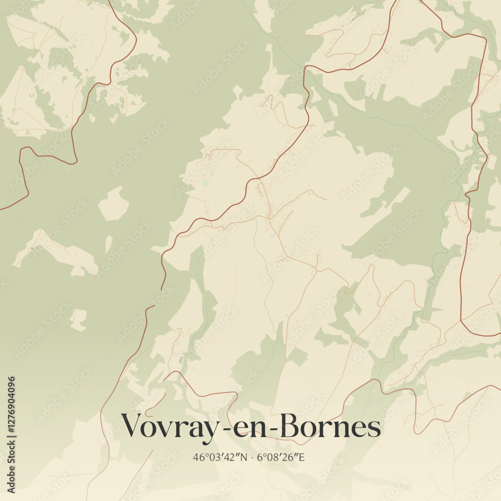 Fototapeta premium Vintage map of Vovray-en-Bornes, France.