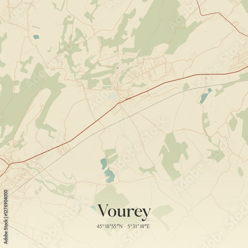 Vintage map of Vourey, France.