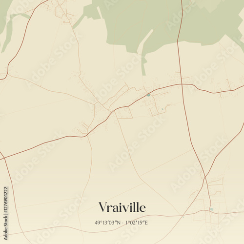 Vintage map of Vraiville, France.