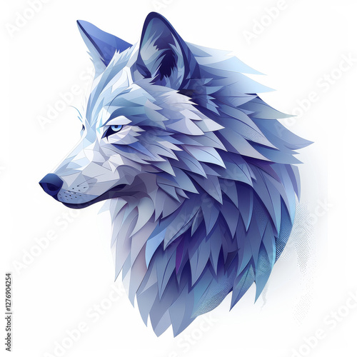 Arctic Majesty: A stunning artistic illustration of a majestic wolf, rendered in cool tones. The detailed artwork captures the essence of the wolf's spirit, perfect for adding a touch of wild beauty.
