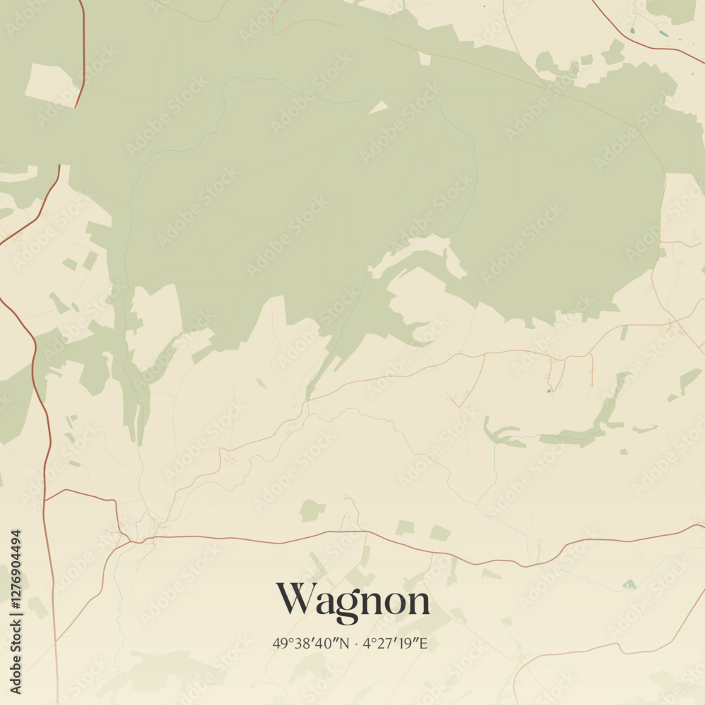 Obraz premium Vintage map of Wagnon, France.