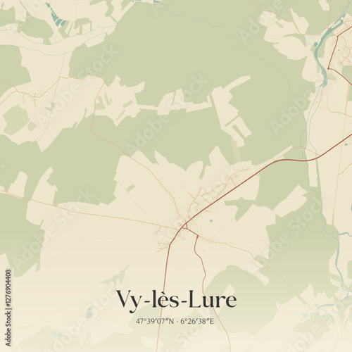 Vintage map of Vy-lès-Lure, France.