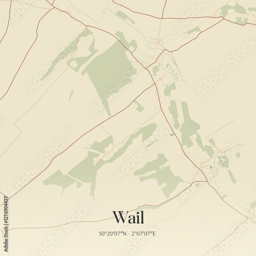 Vintage map of Wail, France.