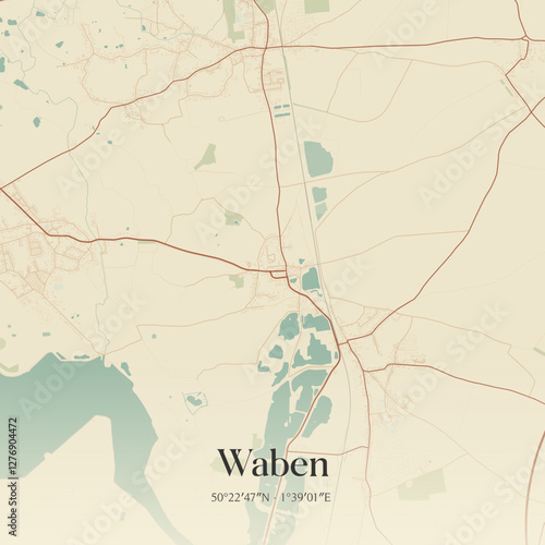 Vintage map of Waben, France.