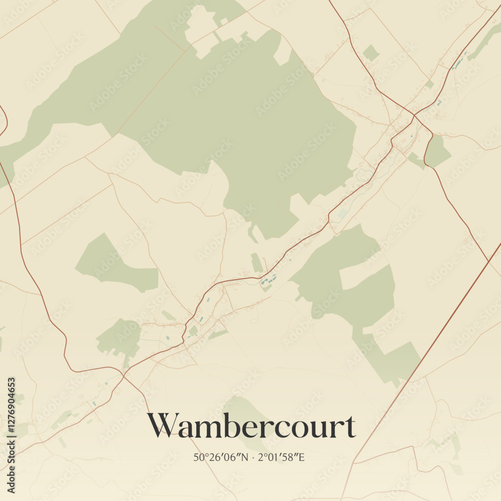Obraz premium Vintage map of Wambercourt, France.
