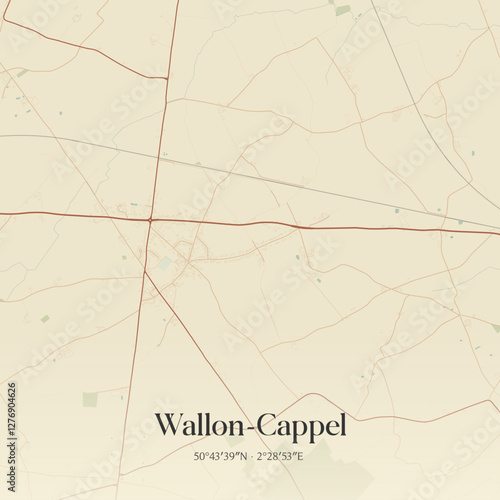 Vintage map of Wallon-Cappel, France.