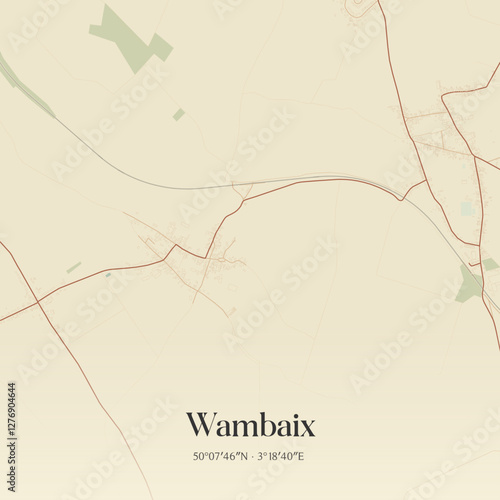 Vintage map of Wambaix, France.