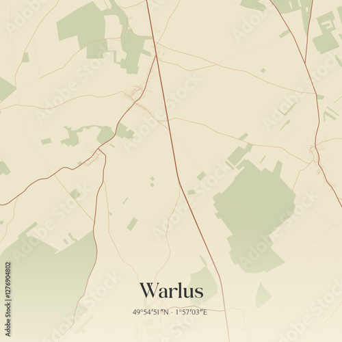 Vintage map of Warlus, France.