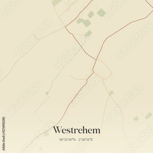 Vintage map of Westrehem, France.
