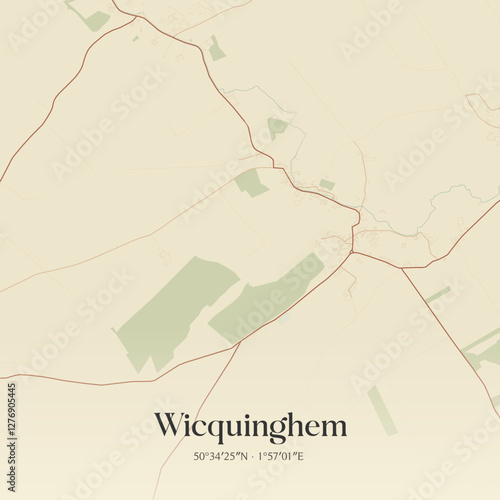 Vintage map of Wicquinghem, France.