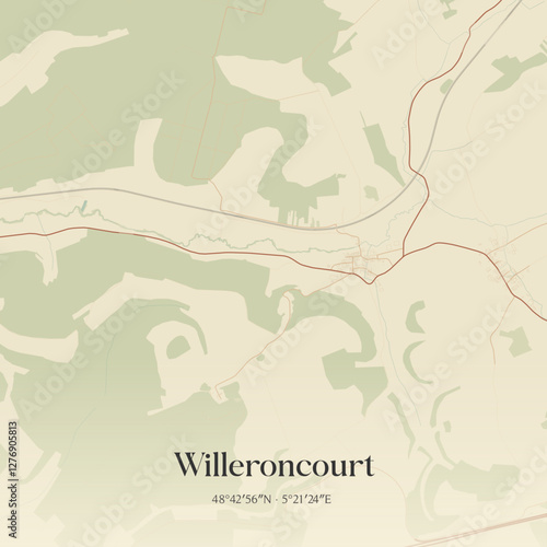 Vintage map of Willeroncourt, France.