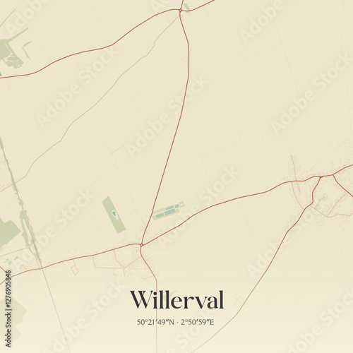Vintage map of Willerval, France.