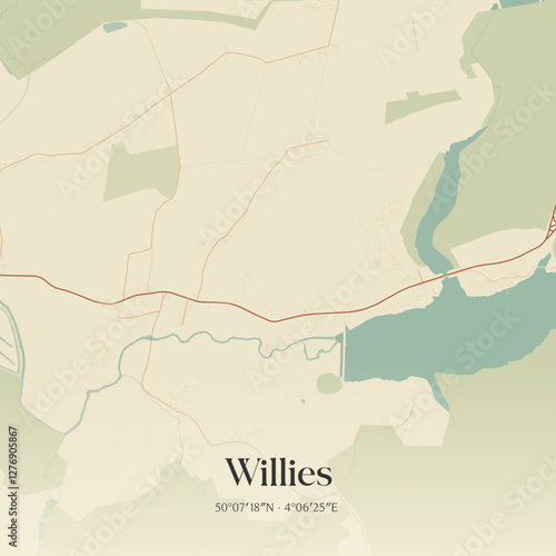 Vintage map of Willies, France.