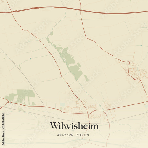 Vintage map of Wilwisheim, France.