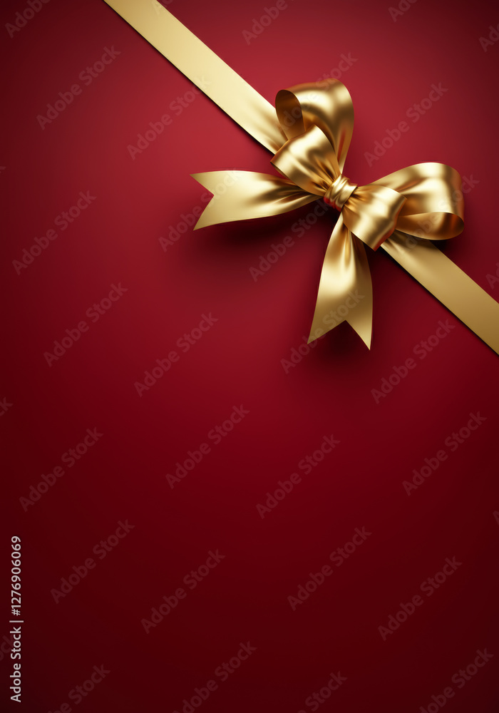 Elegant red background with golden ribbon and bow for celebrations or gifts Elegant red background with golden ribbon and bow for celebrations or gifts