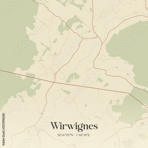 Vintage map of Wirwignes, France.