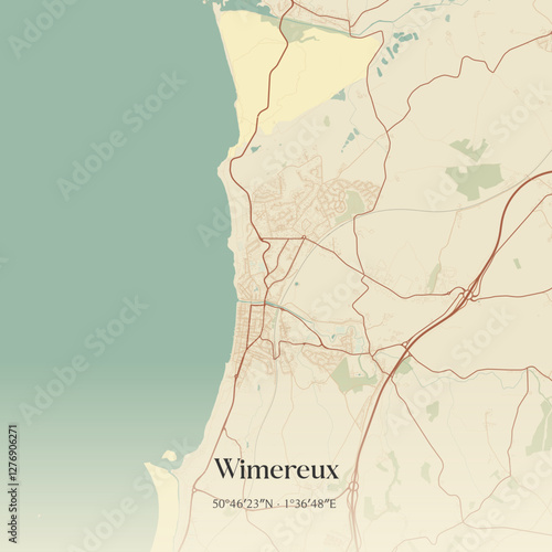 Vintage map of Wimereux, France.