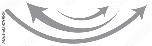 Long curve arrow icon. Curved arrow icon isolated on white background. Black long curve arrow icon vector. Black curve arrow icon vector illustration. Long Black Curved arrow icon vector. long arrow