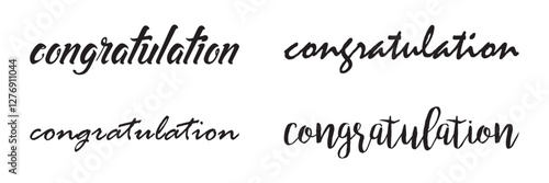 Hand Drawn Congratulations Text Lettering Typography Vector
