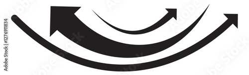Long curve arrow icon. Curved arrow icon isolated on white background. Black long curve arrow icon vector. Black curve arrow icon vector illustration. Long Black Curved arrow icon vector. long arrow