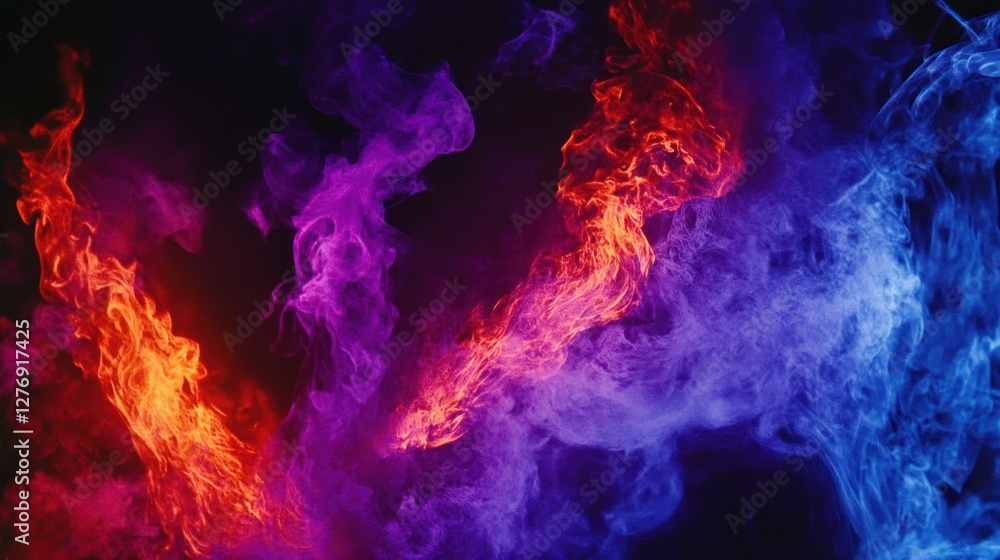 Abstract colored smoke in dynamic swirls on a dark background Abstract colored smoke in dynamic swirls on a dark background