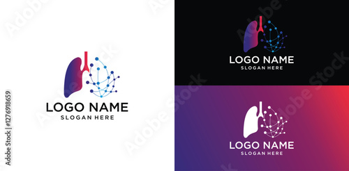Lungs with Colorful logo vector, Health lungs logo designs template