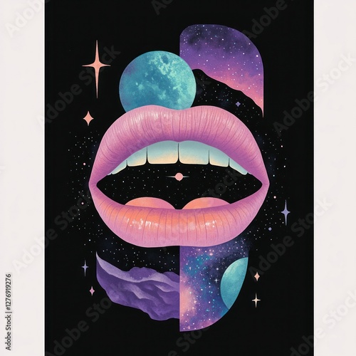 A mouth illustration elements galaxy. photo