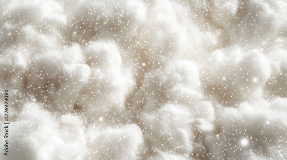 Soft fluffy clouds with sparkling particles creating a dreamy sky-like texture Soft fluffy clouds with sparkling particles creating a dreamy sky-like texture