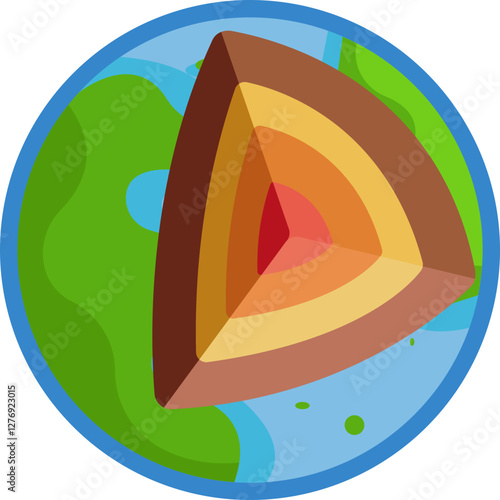 Geological Layers Icon – A cross-sectional view illustrating Earth's composition, emphasizing the separation of rock and molten layers.