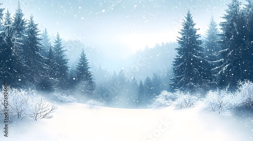 Wallpaper Mural Stunning Panoramic View of a Snowy Forest Featuring Layers of Fresh Snow and Snowflakes Torontodigital.ca