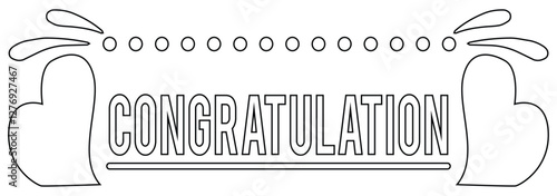 Congratulations Banner With Golden Confetti And Ribbon. Congratulations. Greeting banners set. Vector lettering. Congratulations. Calligraphy lettering. Handwritten phrase. EPS 10