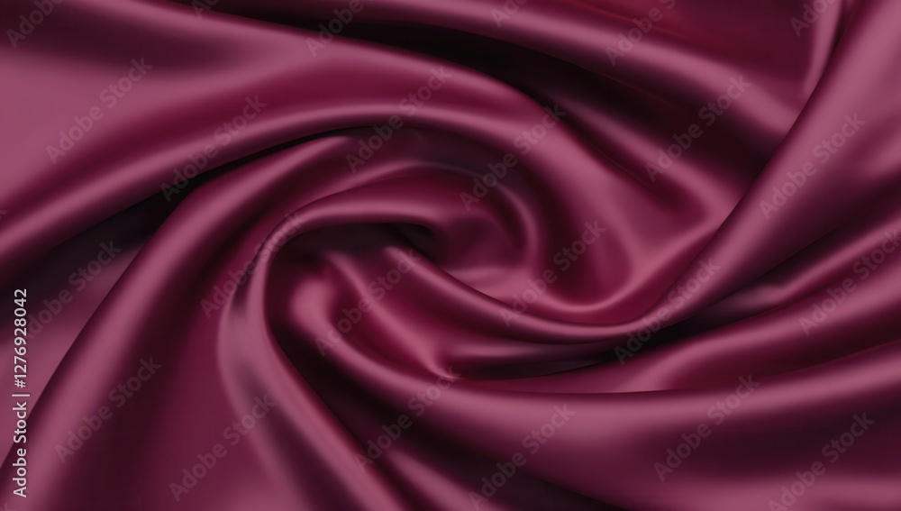 Obraz premium A deep burgundy silk fabric with luxurious swirling folds and a velvety sheen, perfect for evening wear, luxury decor, and upholstery. Background with copy space